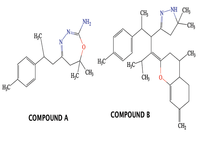 Structure of isolated novel marker compounds A and B from non-carbonyl Curcuma longa