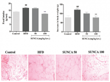  Effect of SUNCA on (a) feed intake (b) body weight and (c) histology of adipose tissues in high-fat diet-induced obese rats
